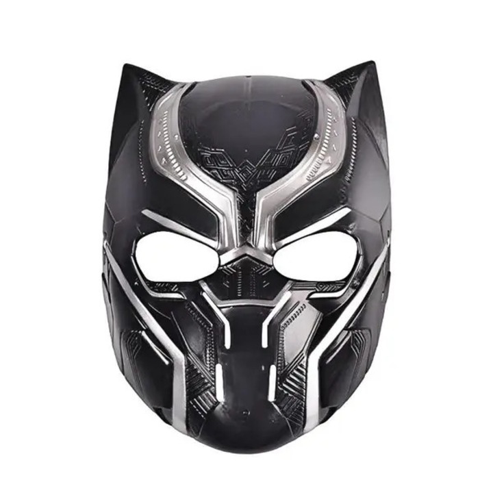 Maska din plastic Black Panther pentru copii, costum/Halloween, model fata complet, negru/argintiu, marime unica