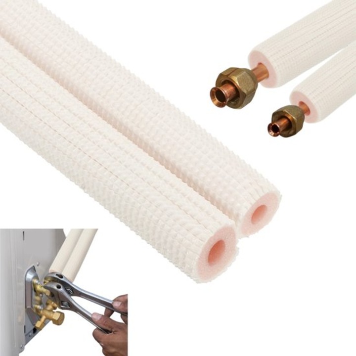 Hab szigetelés csövekhez K0443-emagCJ-38327, dupla rétegű XPE/EPE, belső átmérő 6 mm és 10 mm, falvastagság 8 mm, 1 m, 2 darab, fehér