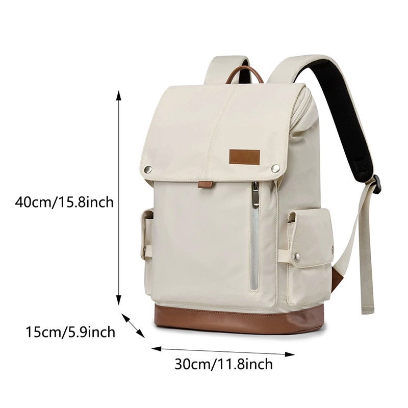 SasurLiLi, rucsac laptop din piele cu clapeta si buzunare multiple, compartiment pentru laptop 16 inch, negru
