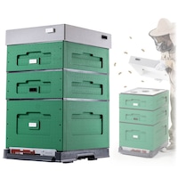 Stup Dadant KADAX 49113 din polistiren expandat intarit, cu fund igienic si orificii de ventilatie, verde, 56,7 × 47 × 83,8 cm