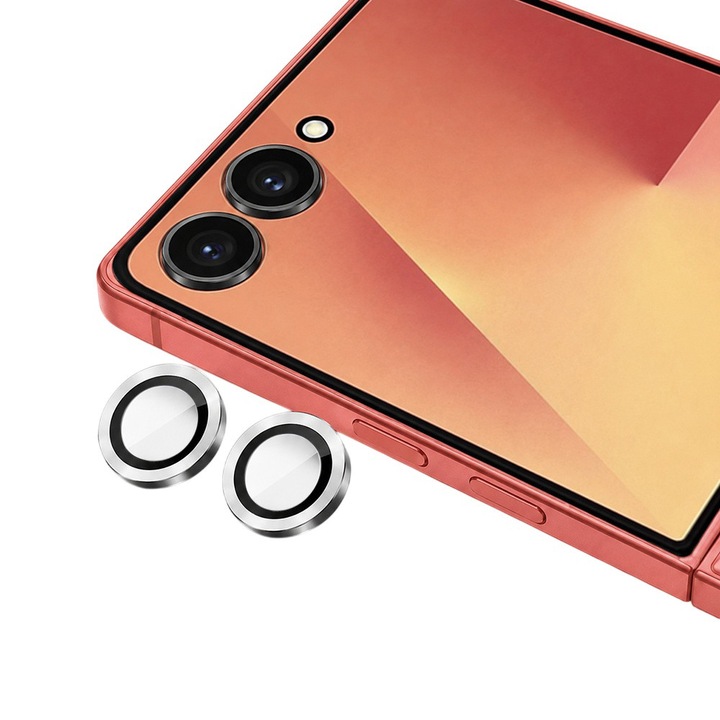 Kamera Lencsevédő Fólia Samsung Galaxy Z Flip 8-hoz, OPTIM SOLUTION, Edzett Üveg Lencséhez, Kamera Védelem, Clear HD Ultra Technology, Stronger Adsorption, Ezüst