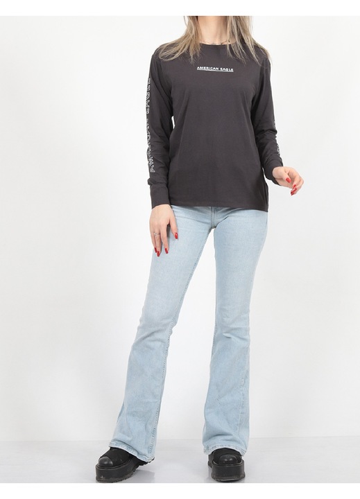 Bluza Evendi, Relaxed Fit Casual maneci lungi, Gri, Gri