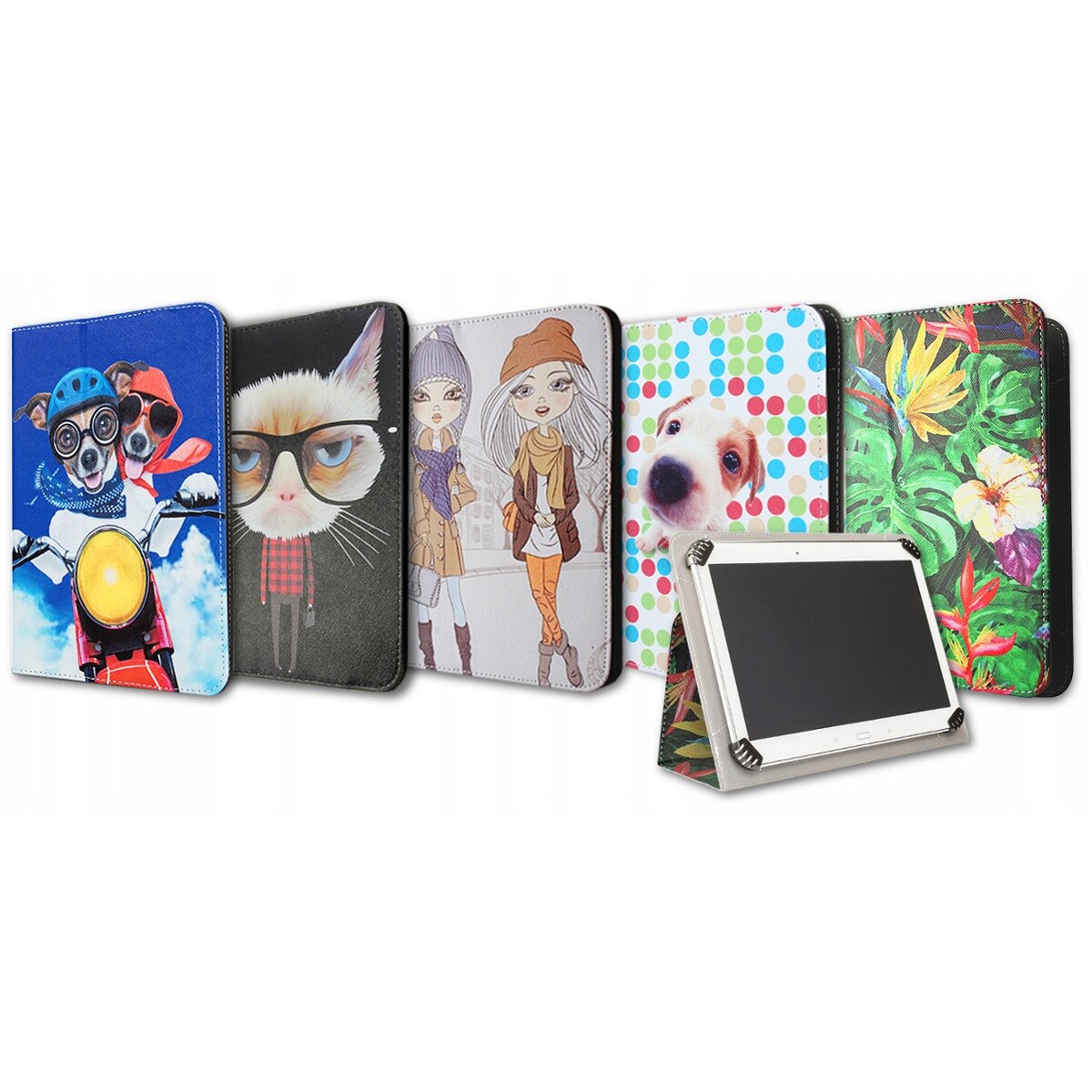Etui universal pentru tableta TelForceOne GreenGo (FLZINUIH) pentru 9-10'', din poliuretan, Cute Kitty, multicolor