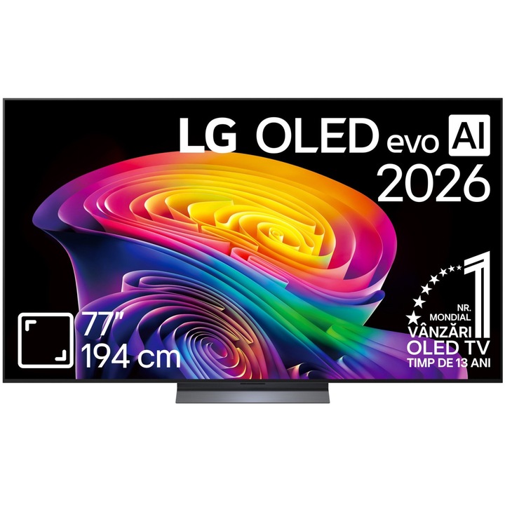Televizor LG OLED Evo OLED77C62LA, 194 cm, Smart, 4k Ultra HD, 165 Hz, Clasa E (Model 2026)