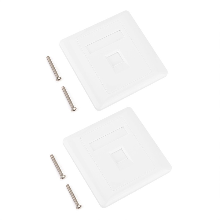 Placa de perete pentru priza retea (RJ45) 1 port 0804BM-BSTY00117253, ABS, alb, 8.5x8.5 cm, set 2 buc.