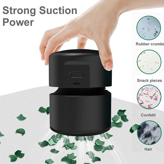Mini aspirator de birou VITERRA.4-25CJ-K0232-260804-891Bol, fara fir, reincarcabil USB, 2 trepte, baterie 1800 mAh, recipient detasabil, filtru avansat, negru