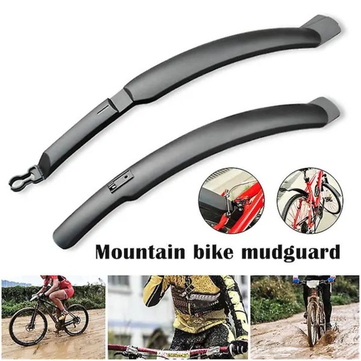 Aparatori noroi bicicleta MTB K0544-260804-1757-FDC, din plastic, pentru montaj cu gauri fata/spate, negru, set 2 buc