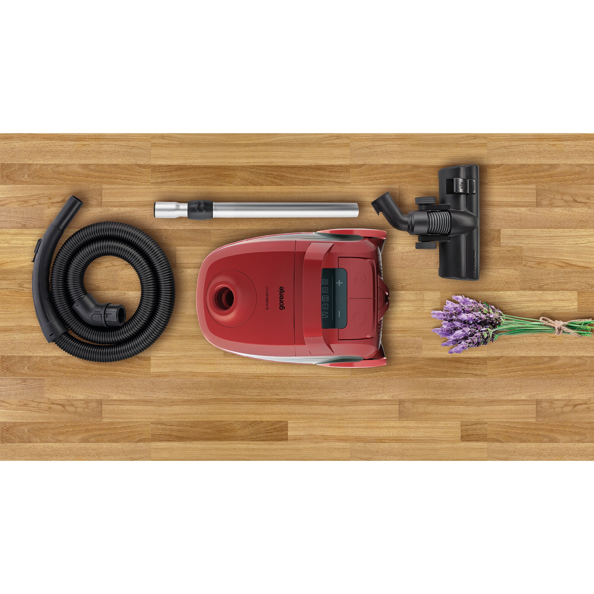 Aspirator cu pungi Gorenje VCEA21GPRRCY, 700 W, filtru HEPA dublu, control tactil, rosu