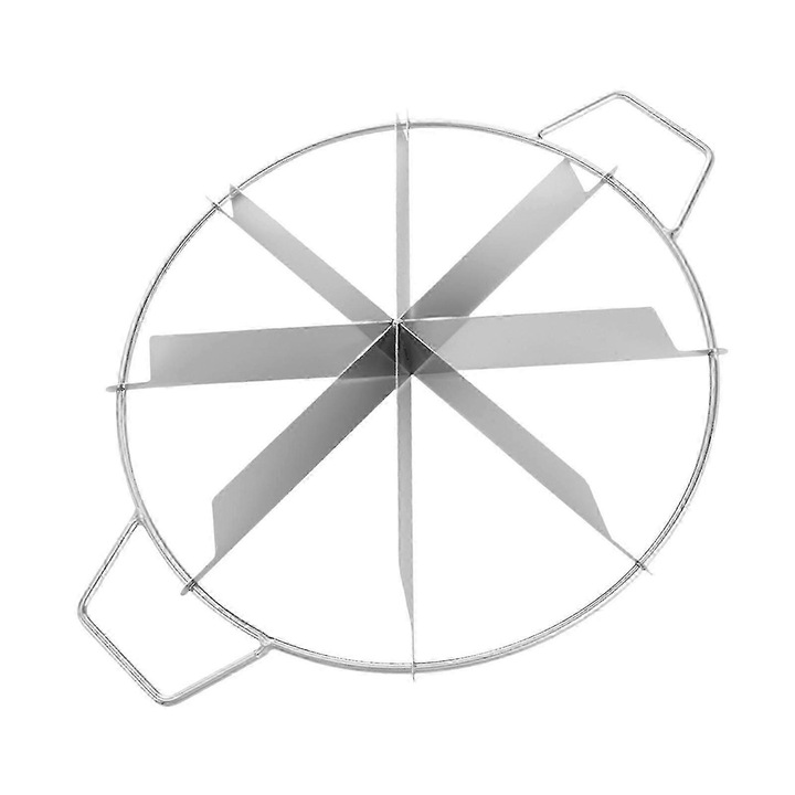 Taietor/divizor pentru prajituri si pizza din otel inoxidabil, 8 felii, argintiu, 33.8 x 26 x 5 cm