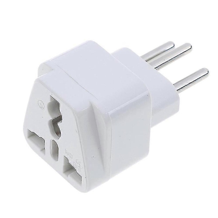 Adaptor de priza pentru calatorie FG123K0225-260803-15414, conversie UE la Elvetia (3 pini), 250V 10/16A, alb