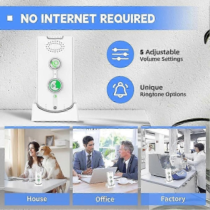 Interfon wireless bidirectional FG123K0225-260803-16952, reincarcabil, raza pana la 500 m, kit 3 unitati, alb, baterie 1000 mAh, 2 canale, 5 nivele volum, 3 tonuri apel