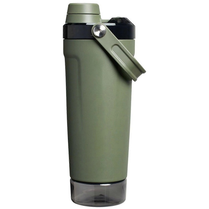 Shaker izoterm din otel inoxidabil 304 FG123K0225-260803-17990, cu compartiment de depozitare, vacuum izolat, fara sita, oliv, 20 oz (≈590 ml)