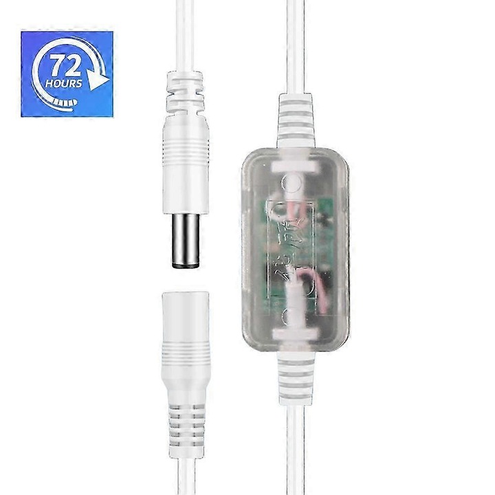 Cablu de repornire automata pentru router/modem optic FG123K0225-260803-19058, repornire la 72/24 ore, conector DC tata/mama, 305 mm, transparent