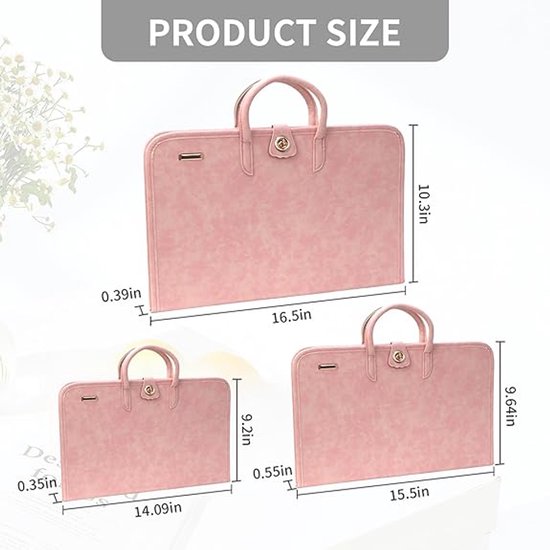 Husa geanta pentru laptop din PU (piele ecologica) cu maner, roz, 15,6 inch