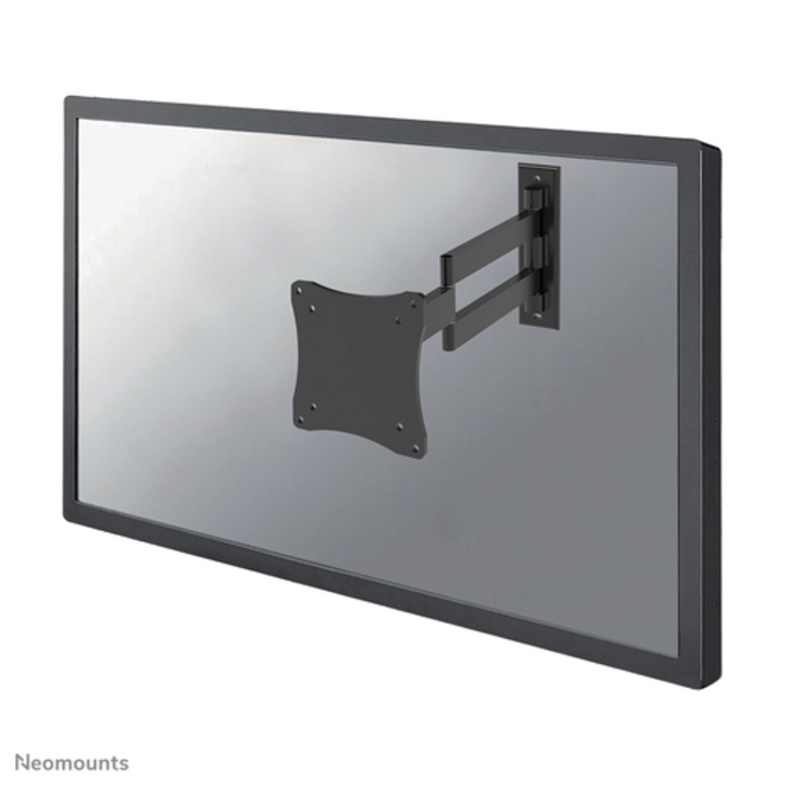 Suport TV montaj pe perete Neomounts FPMA-W830BLACK, articulat, inclinare 0–140° si rotatie 0–180°, VESA 75x75–100x100, capacitate 12 kg, distanta perete 5–37 cm, negru, pentru ecrane 25–68,6 cm (10–27")