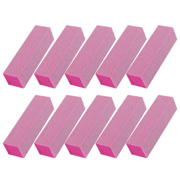 YANYXR BCS3117203 körömreszelő és polírozó buffer, 4 oldalas szivacs reszeléshez és polírozáshoz, rózsaszín, 10 db, 1 x 1 x 3 cm