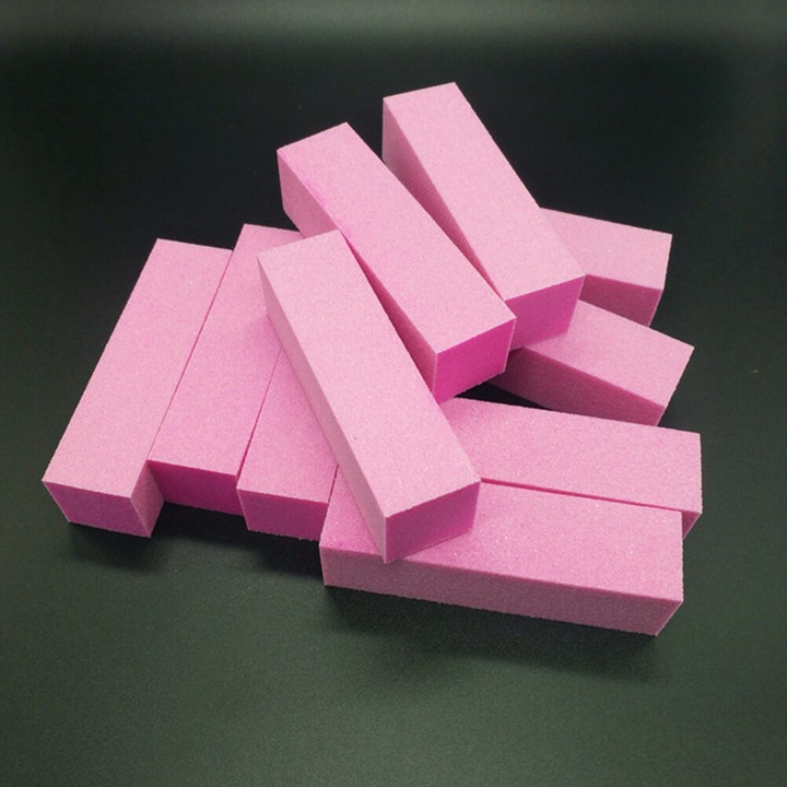 YANYXR BCS3117203 körömreszelő és polírozó buffer, 4 oldalas szivacs reszeléshez és polírozáshoz, rózsaszín, 10 db, 1 x 1 x 3 cm