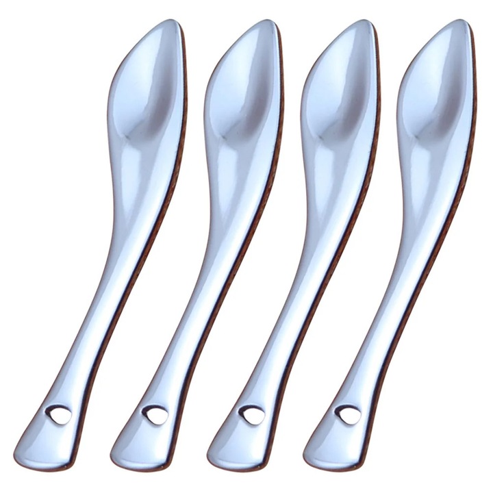 Lingurite aplicator crema pentru fata si ochi YANYXR BCS3116896, metal, argintiu, set 4 buc, 6.3 x 1.1 x 0.5 cm