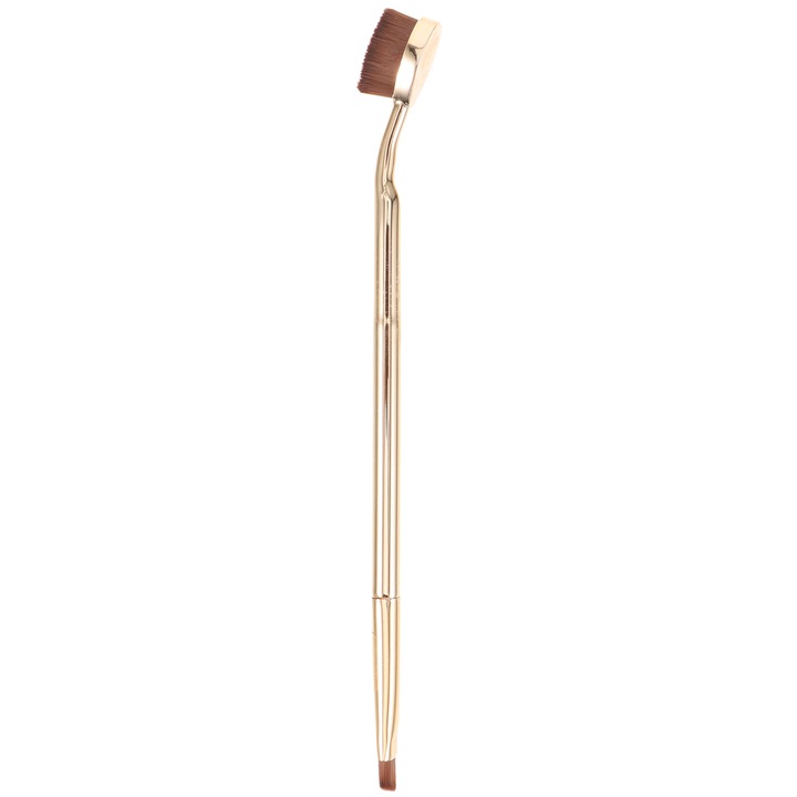 Pensula concealer YANYXR BCS3116753, peri din nylon, maner din aluminiu auriu, pentru corector sub ochi, maro/auriu, 14 x 1 x 0.5 cm