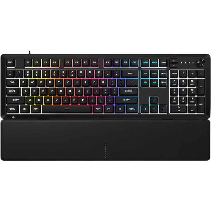 Corsair SKIFF 100 billentyűzet, USB, RGB, Rubber Dome kapcsolók, 1000Hz, IP53, Fekete