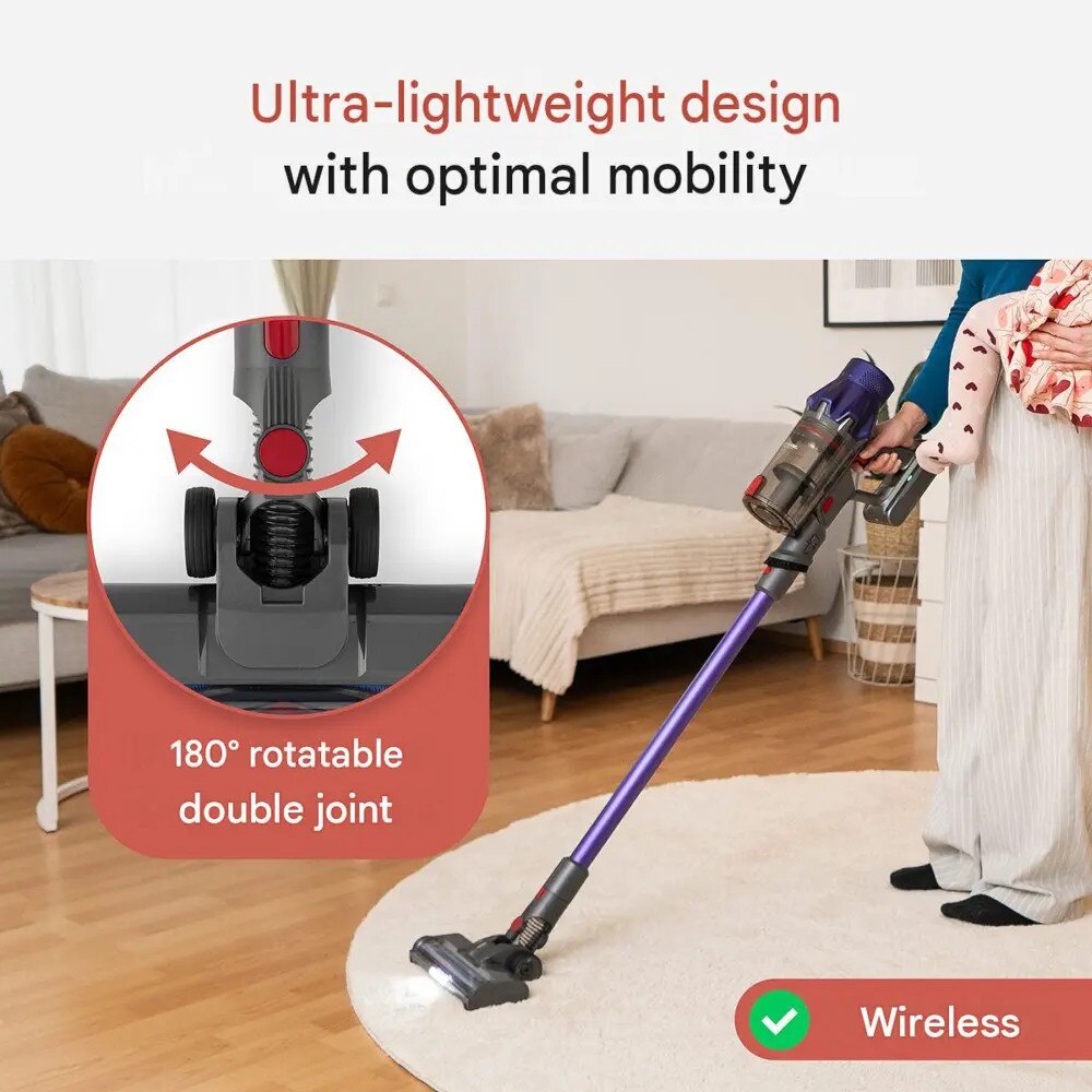 Aspirator vertical 2in1 fara firProfiCare 600 W, tehnologie ciclonica fara sac 105.000 rpm, recipient 600 ml, 3 trepte de aspirare, mod ECO, filtru Dual Hepa, perie cu iluminare LED, 300 W, autonomie 35 minute, accesorii si suport de perete incluse, mov