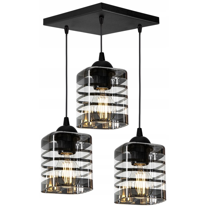 Lampa suspendata din sticla Benzi LED Crom E27