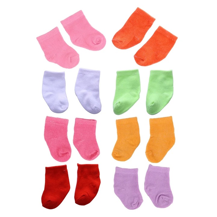 YANYXR, sosete pentru papusi din bumbac, set 8 perechi, multicolor, pentru papusi mici (BCS3120362)