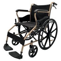 Scaun cu Rotile - Fotoliu Rulant, Pliabil, Din Otel, Latime Sezut 46 cm, Negru, CML-979BJ-46