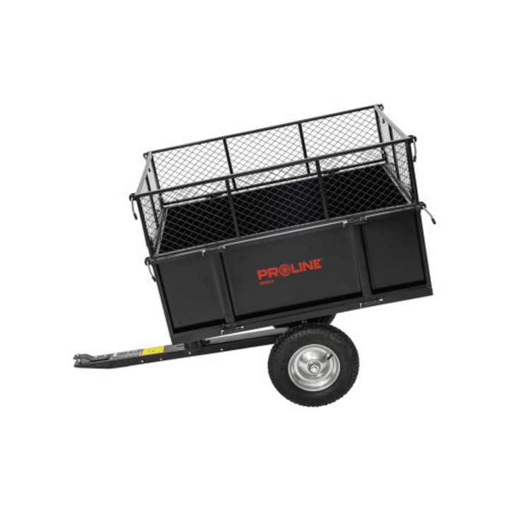 Remorca basculanta curte si gradina Proline-m, capacitate 250 kg, volum 295 l, din otel, cu protap si grila