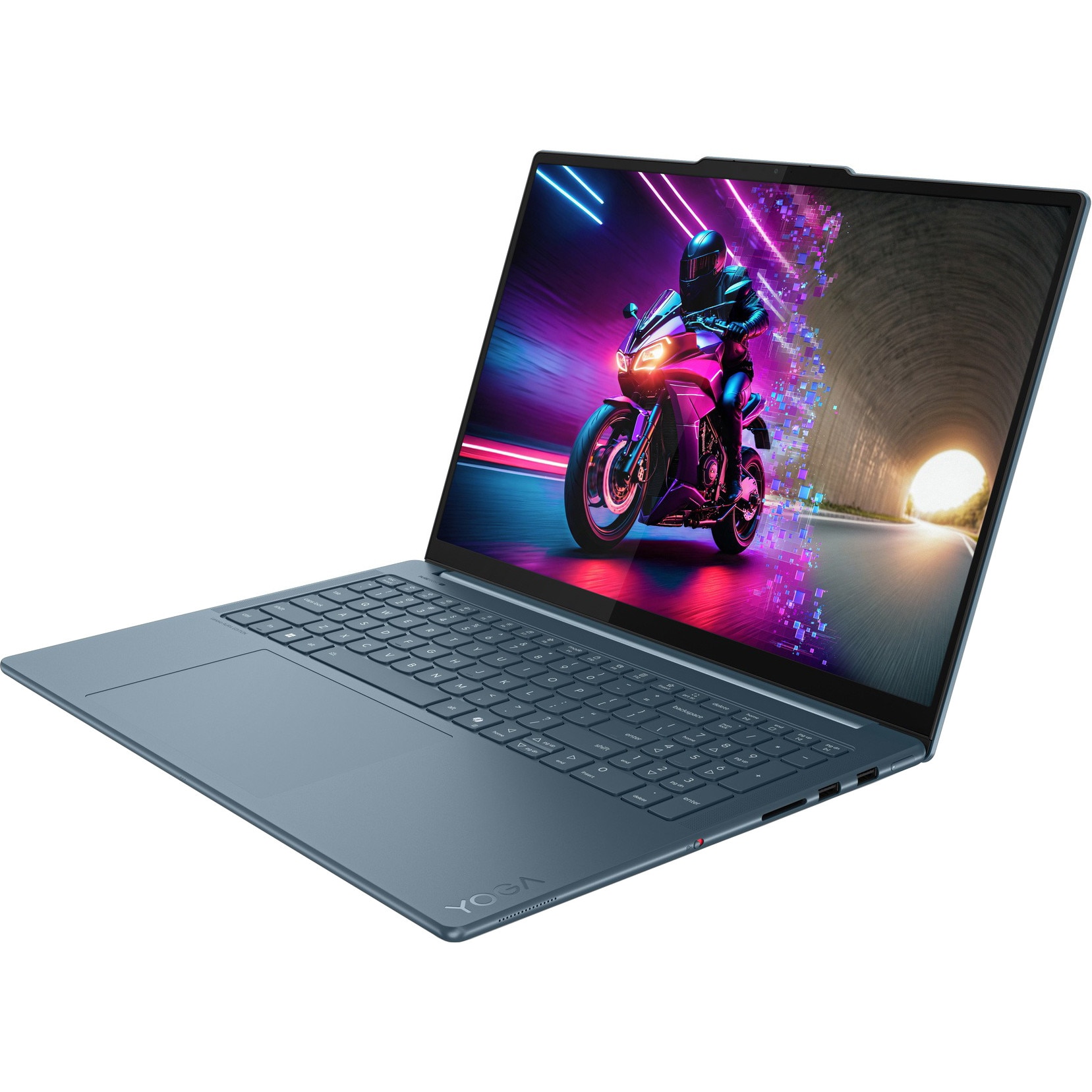 Laptop Lenovo Yoga Pro 9 16IAH10, 16" 3.2K 3200x2000 OLED Touch Screen 1000nits 120Hz, Intel Core Ultra 9 285H 16-core, 32 GB LPDDR5x, 1TB SSD m2 PCIe, 2TB SSD m2 PCIe, NVIDIA GeForce RTX 5060 8GB GDDR7, Windows 11 Home, Aluminium Case 2.07 kg Tidal Teal