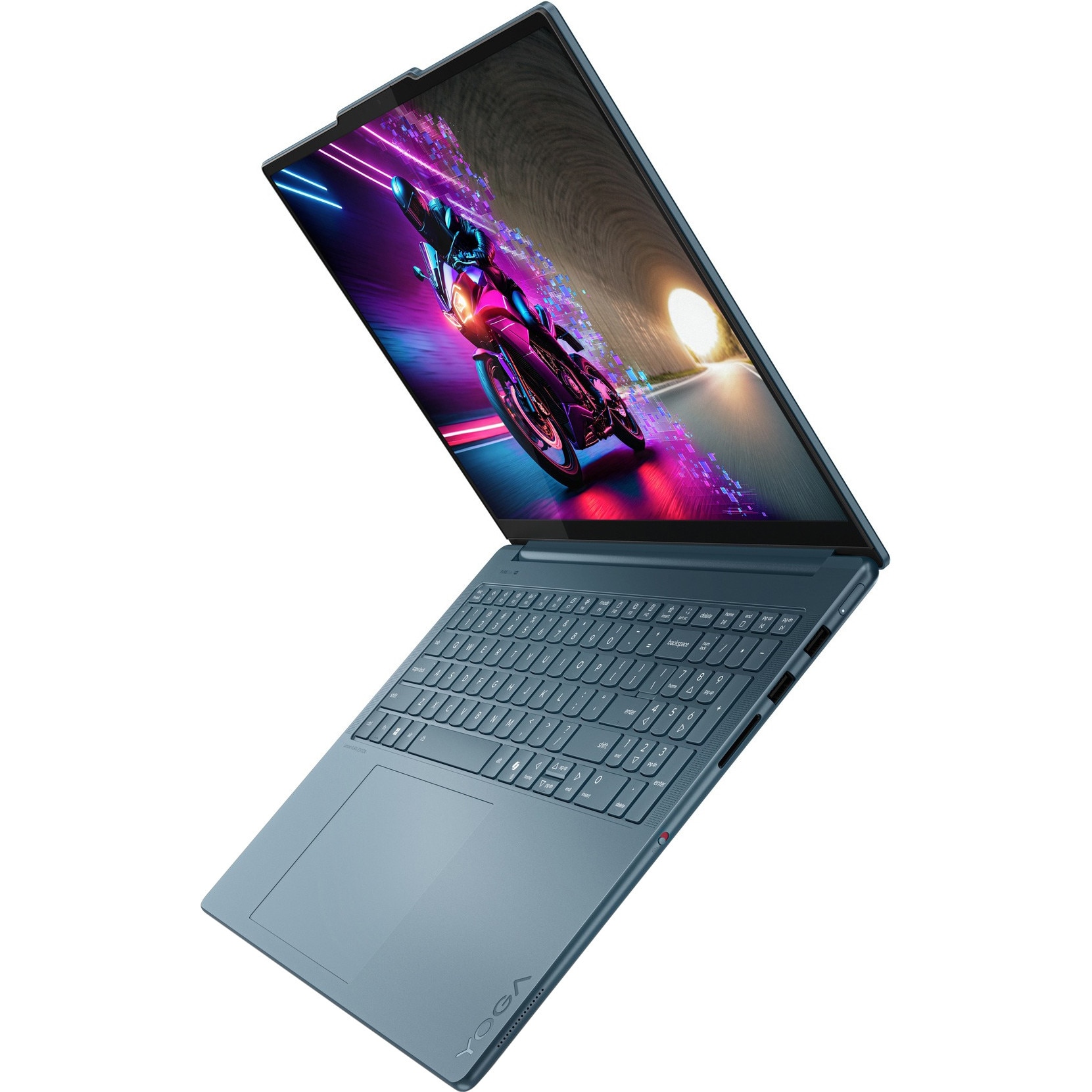 Laptop Lenovo Yoga Pro 9 16IAH10, 16" 3.2K 3200x2000 OLED Touch Screen 1000nits 120Hz, Intel Core Ultra 9 285H 16-core, 32 GB LPDDR5x, 1TB SSD m2 PCIe, 2TB SSD m2 PCIe, NVIDIA GeForce RTX 5060 8GB GDDR7, Windows 11 Home, Aluminium Case 2.07 kg Tidal Teal