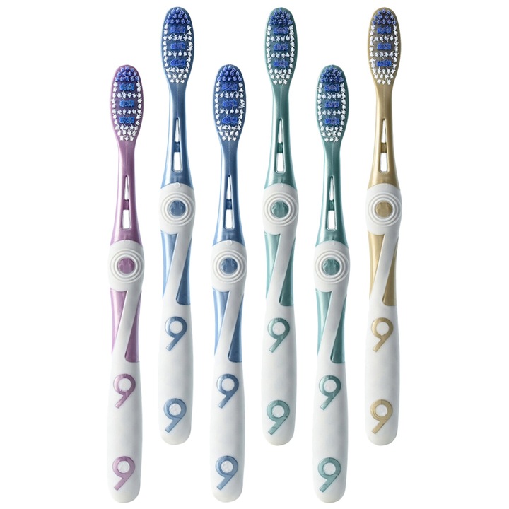 Periute de dinti YANYXR BCS3122846, set 6, peri moi, corp PP/TPE, compacte 19 x 1.8 x 1 cm, Multicolor