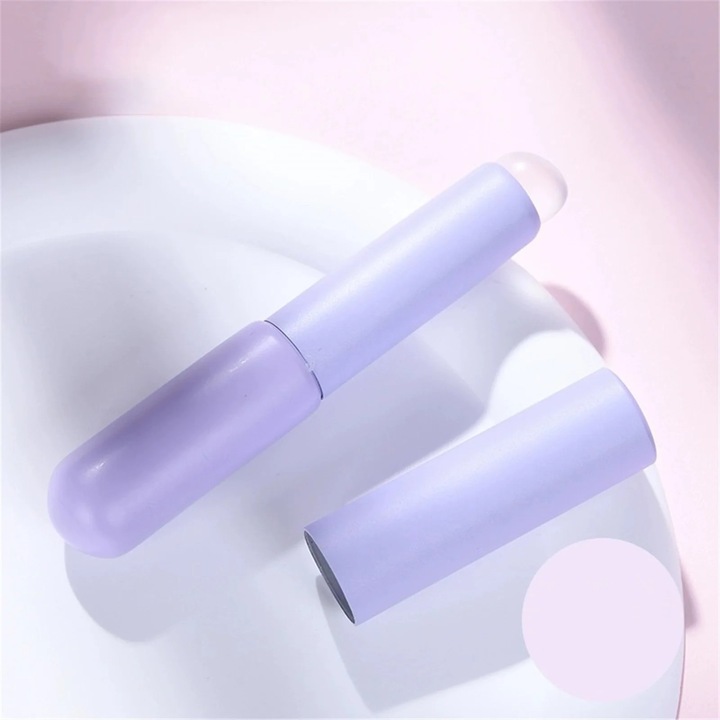 Aplicator de buze din silicon YANYXR BCS3128635, cap rotund inclinat, reutilizabil, silicon moale, lavanda