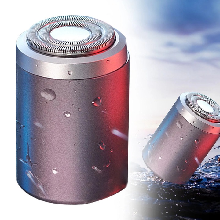 YANYXR BCS3128503 elektromos borotva, mini hordozható, USB újratölthető, dupla hálós fej, vízálló, mosható, 8000 RPM motor, ezüst