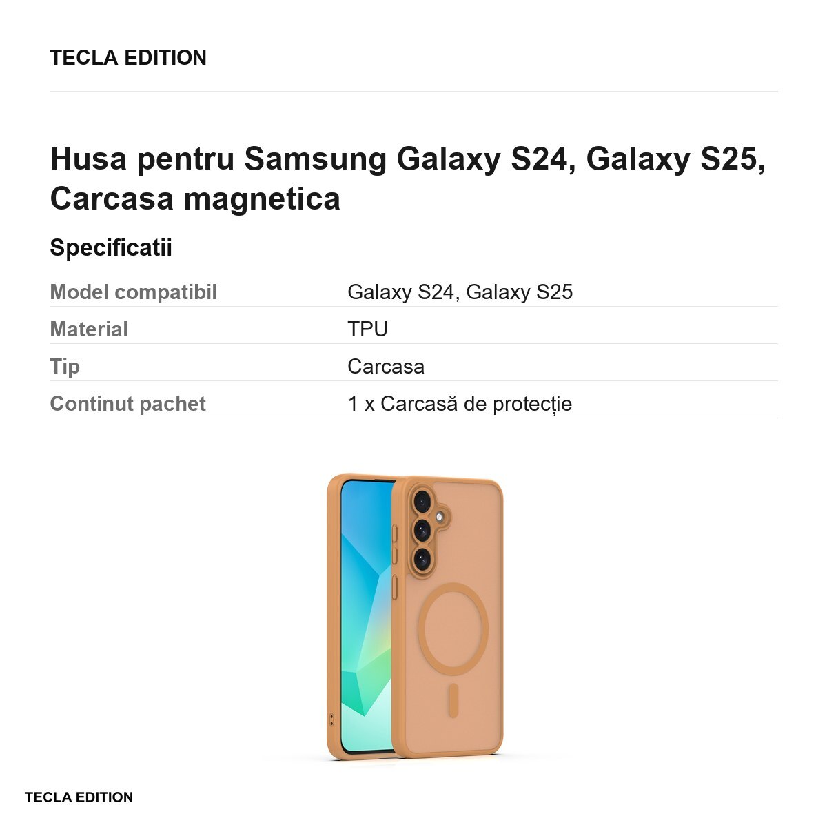 Husa Mag Matt pentru Samsung Galaxy S24, Galaxy S25, Carcasa magnetica, Maro
