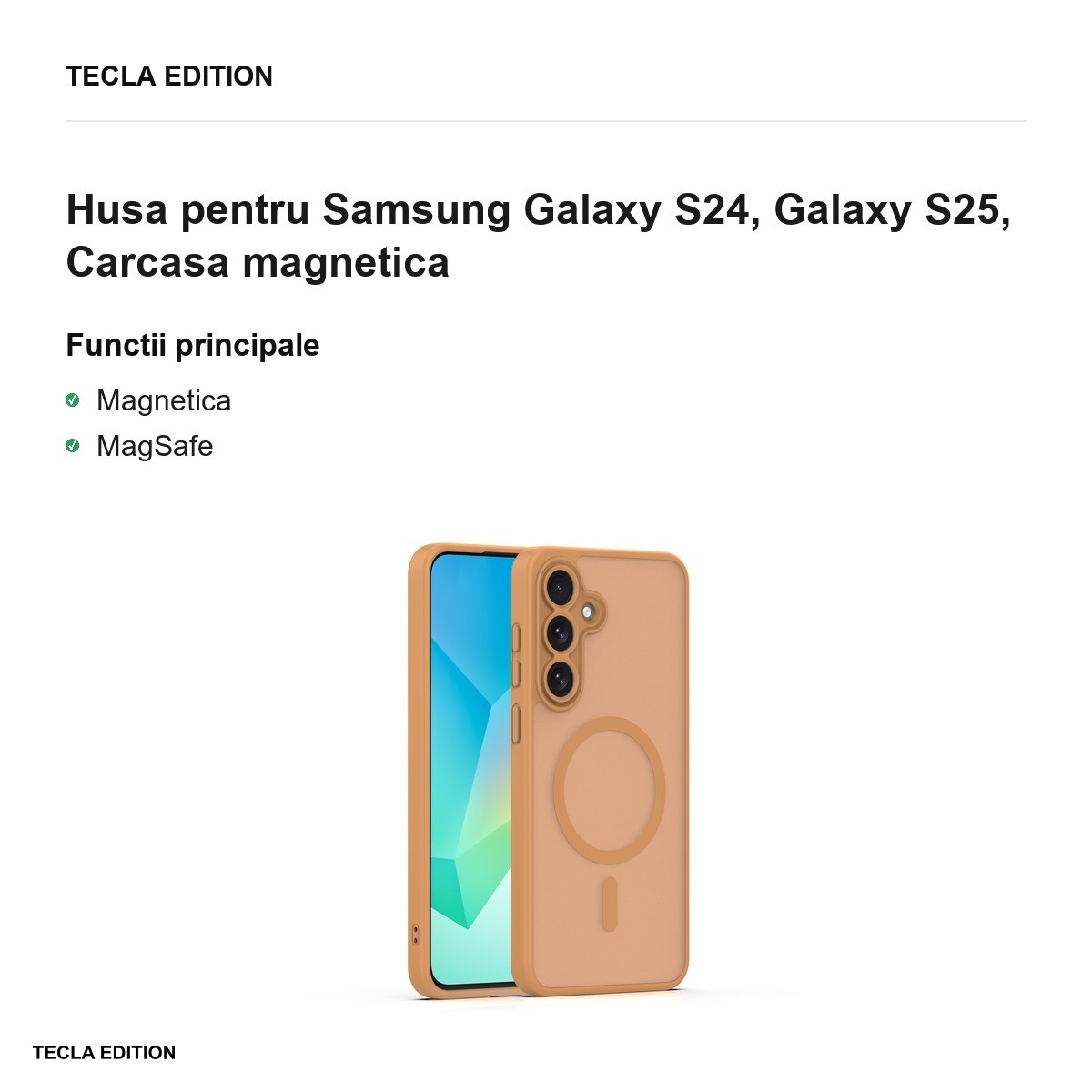 Husa Mag Matt pentru Samsung Galaxy S24, Galaxy S25, Carcasa magnetica, Maro