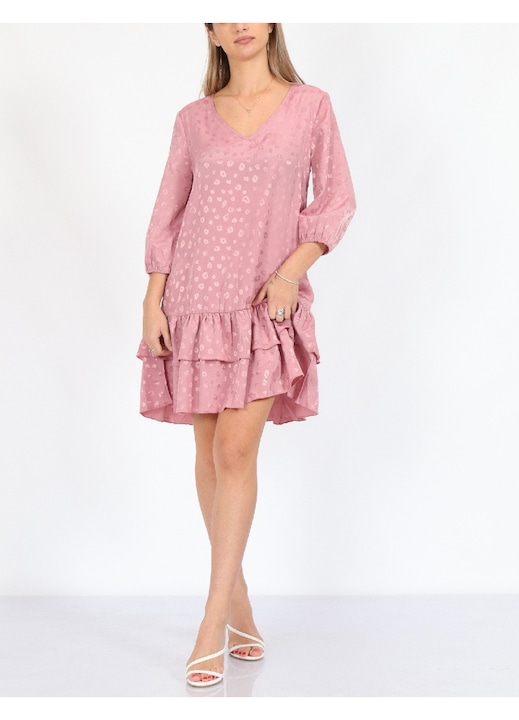 Rochie scurta Evendi, Scurt maneci medii, Roz, marime XS