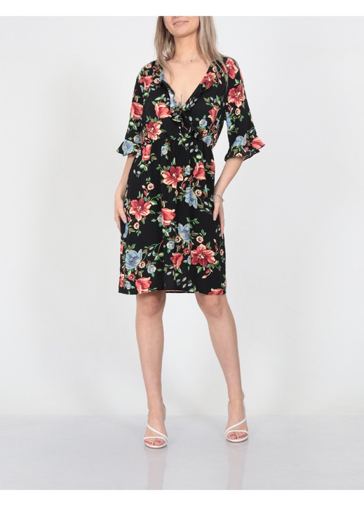 Rochie scurta Evendi, Scurt maneci scurte, Negru, marime S