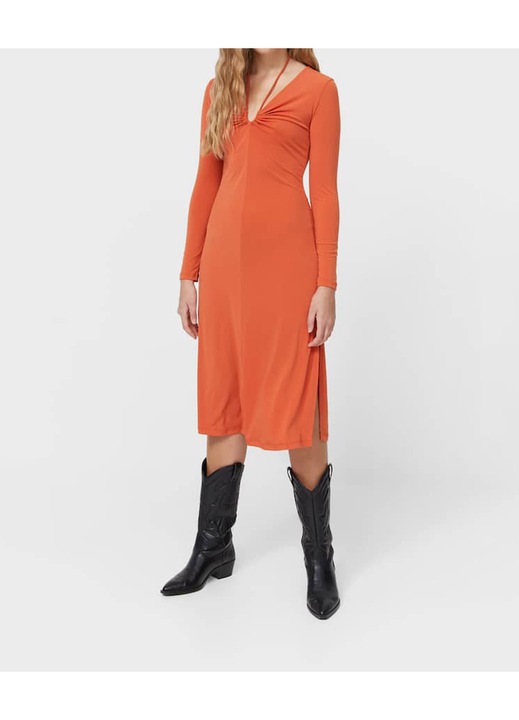 Rochie medie Evendi, Relaxed Fit maneci lungi, Portocaliu, marime L