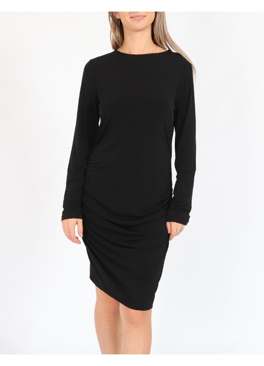 Rochie scurta Evendi, negru, maneci lungi, Negru