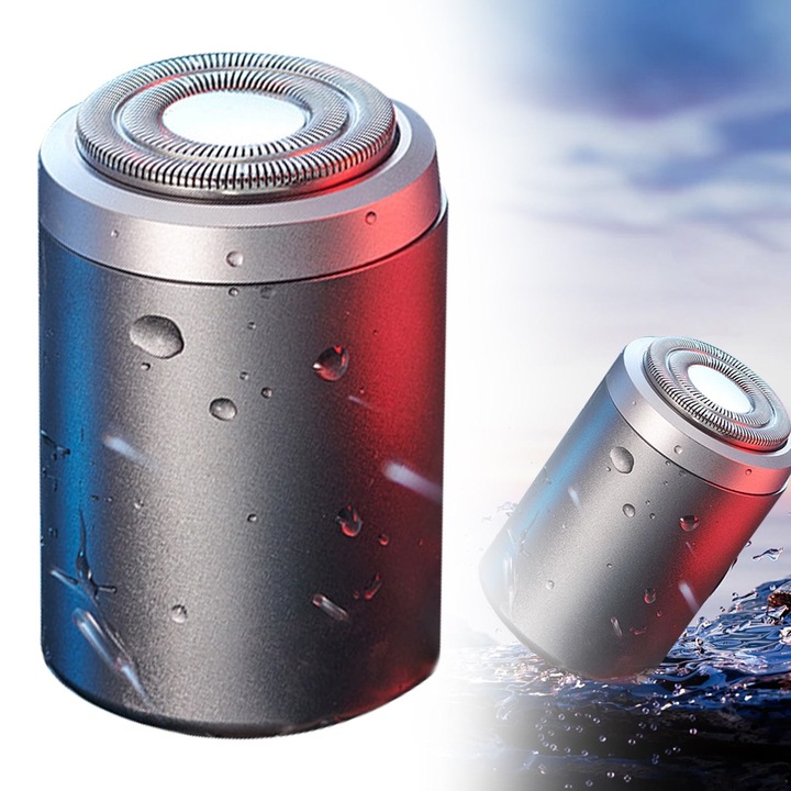 YANYXR Mini BCS3128493 elektromos borotva, USB újratölthető, mosható, dupla szitás fej 1.25 hüvelyk, 8000 ford./perc motor, ezüst