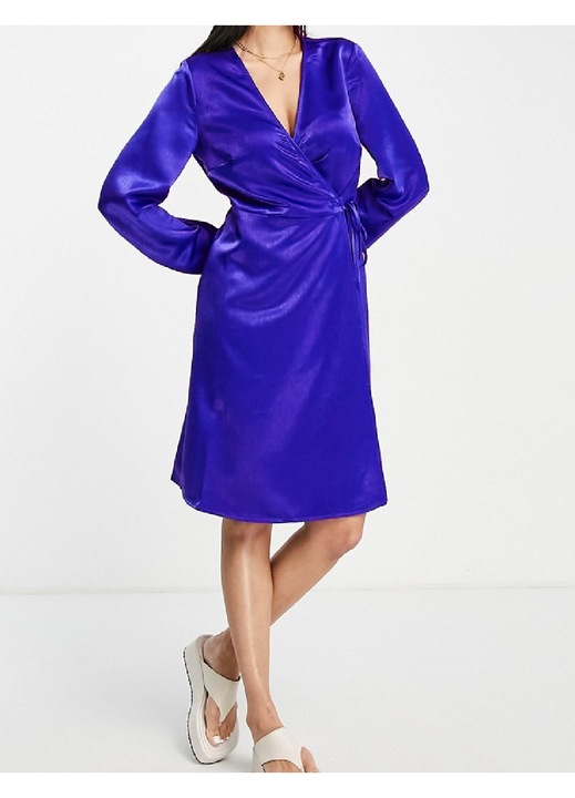 Rochie scurta Evendi, Scurt Casual maneci lungi, Albastru, marime L