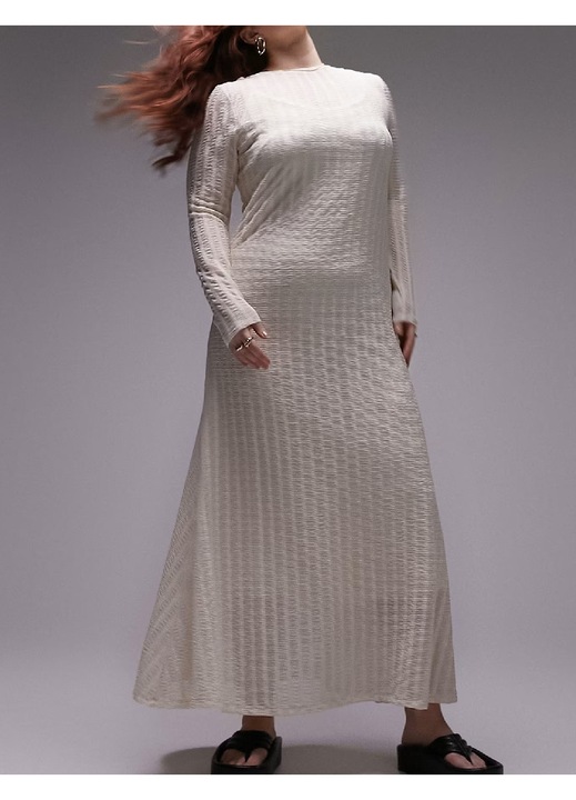 Rochie lunga Evendi, crem, Crem, 46