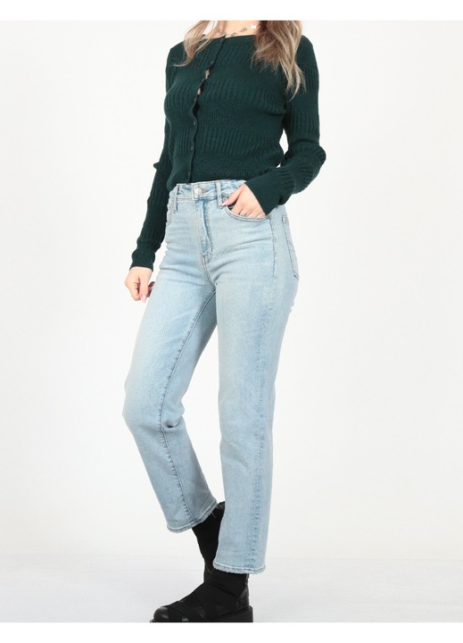 Bluza Evendi, Scurt Casual maneci lungi, Verde, marime 2XS