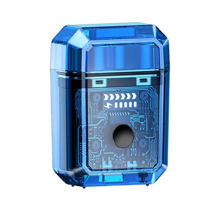 YANYXR BCS3128511 elektromos borotva, mini, átlátszó kék tokkal, 2 precíziós fej, USB-C újratölthető, vezeték nélküli, mosható, 300–500 mAh akkumulátor