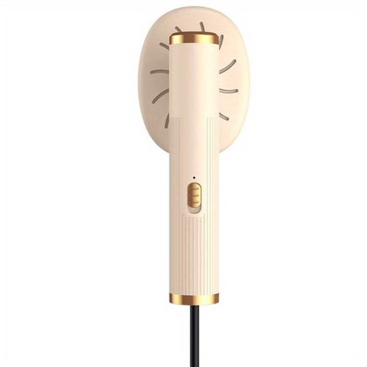 Steamer de mana K0443-emagCJ-52947, alimentare USB, portabil pentru imbracaminte tricotata, compact, bej/auriu