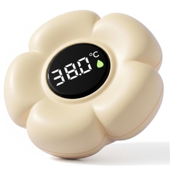 Digitális babafürdőhőmérő K0443-emagCJ-50889 modell, úszó virág, LED kijelző színkóddal, IPX7, elemek mellékelve, sárga