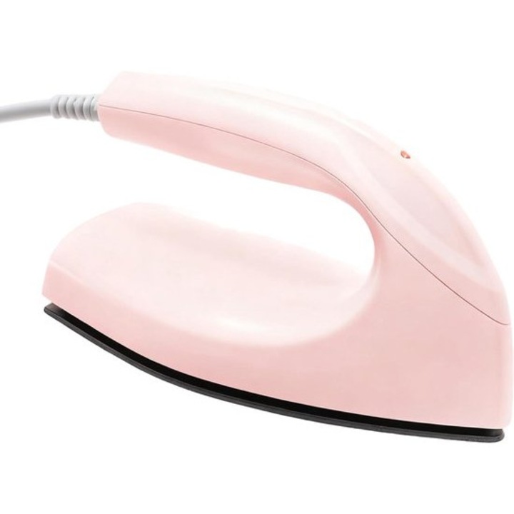 Mini fier de calcat cu aburi K0443-emagCJ-52430, talpa ceramica, compact, 13.5 cm, roz
