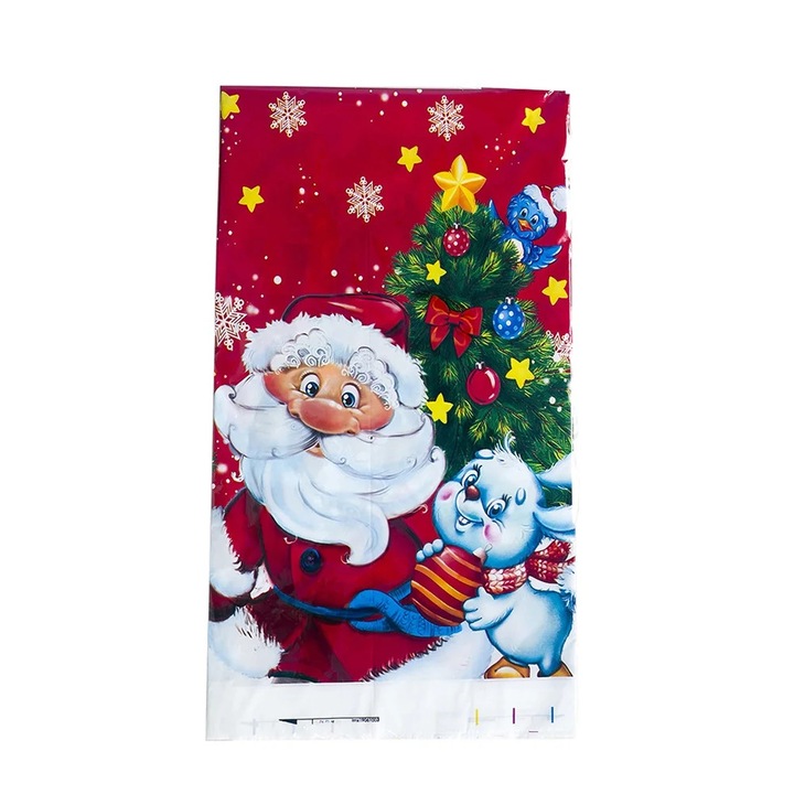YANYXR BCS3134088 terítő, vízálló PVC Mikulás és fenyőfa mintával, piros, 180 x 110 cm