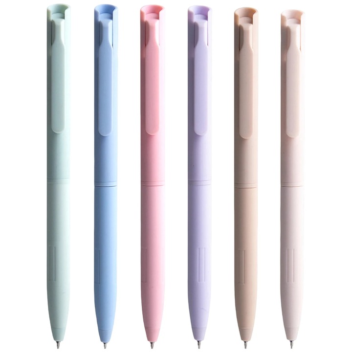Pix gel YANYXR BCS3136651, varf 0.5 mm, retractabil, uscare rapida, grip din silicon, corp plastic, multicolor, set 6 buc, 14.5 cm
